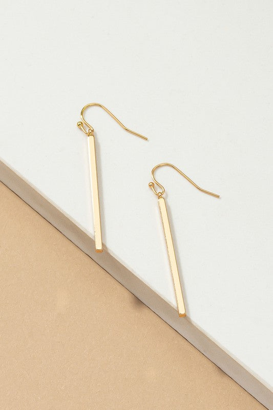 Minimalist match stick drop earrings