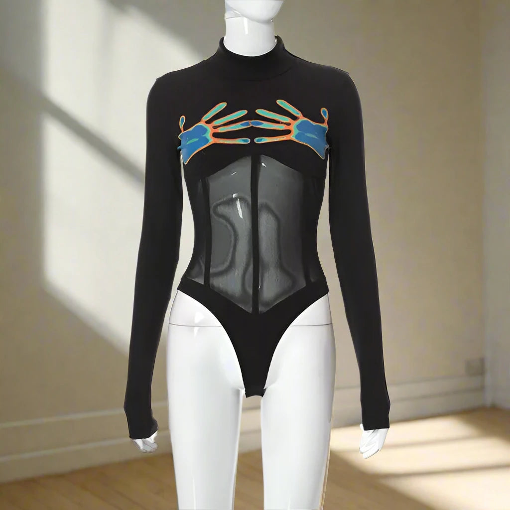 Mesh 3D Print Black Bodysuit