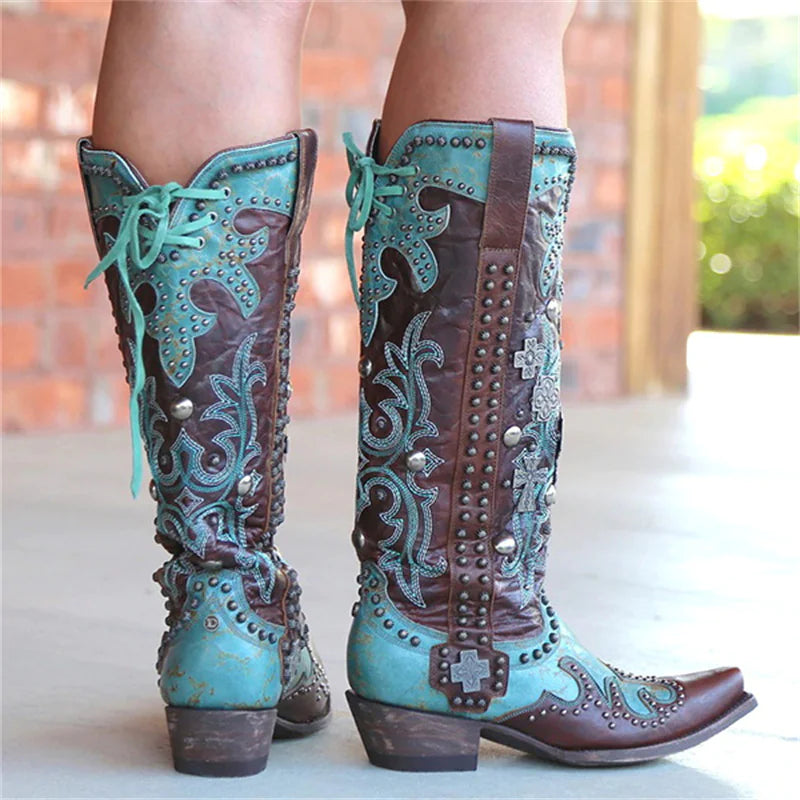 Lace Up Cowboy Boots