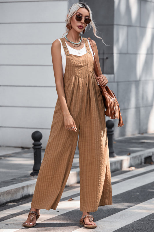 Buttoned Wide Leg Overalls