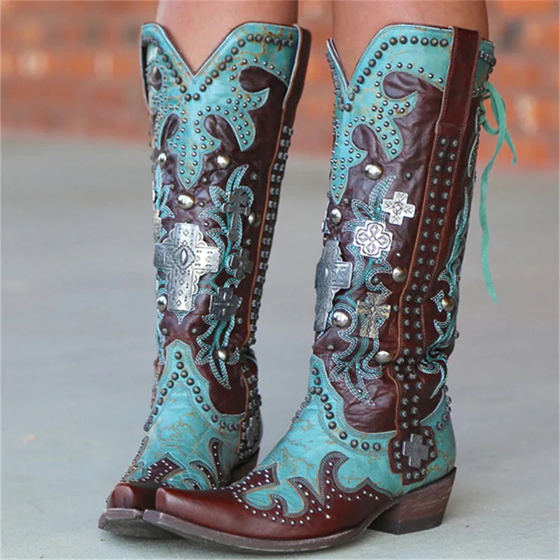 Lace Up Cowboy Boots