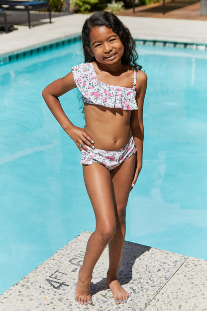 Ruffle Two-Piece Swim Set in Roses