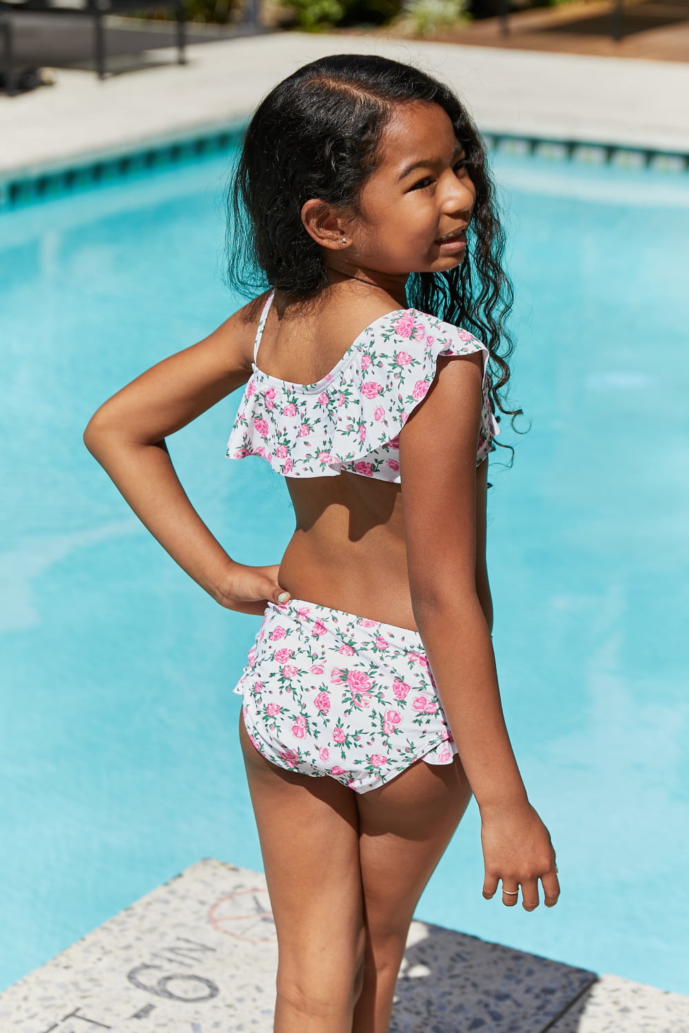 Ruffle Two-Piece Swim Set in Roses